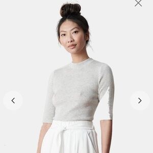 ADAY knit short sleeve bodysuit, oatmeal grey, S, natural fiber, EUC, worn 1x